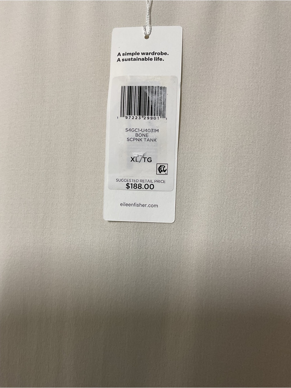 Eileen Fisher 100% Silk Georgette Crepe Shell Tank Top Bone Ivory XL NWT Washabl - Picture 8 of 9